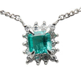 Pt900 プラチナ Pt850 プラチナ エメラルド0.395ct ダイヤ0.13ct ペンダントネックレス レディース 【中古】